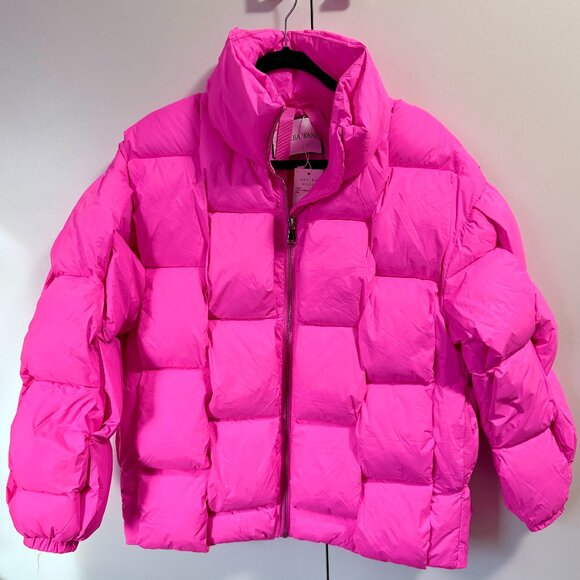 Azalea Wang Lykke Puffer Jacket NWT – Hot Pink Oversized Quilted Bubble Coat (Si - Picture 1 of 13